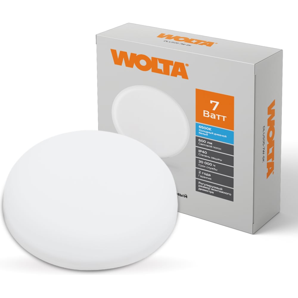 Изображение товара Светодиодная встраиваемая панель Wolta 7Вт 6500К IP40 круглая светильник