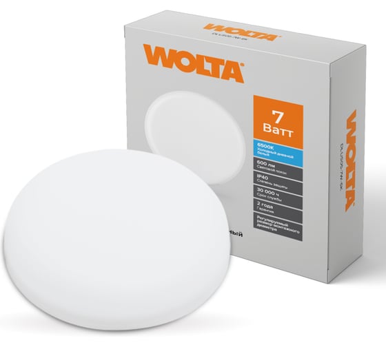 Изображение товара Светодиодная встраиваемая круглая панель Wolta 7Вт, 6500К Холодный белый свет, IP40, 600лм, светильник регулируемый (70-80 мм) DLUS05-7W-6K
