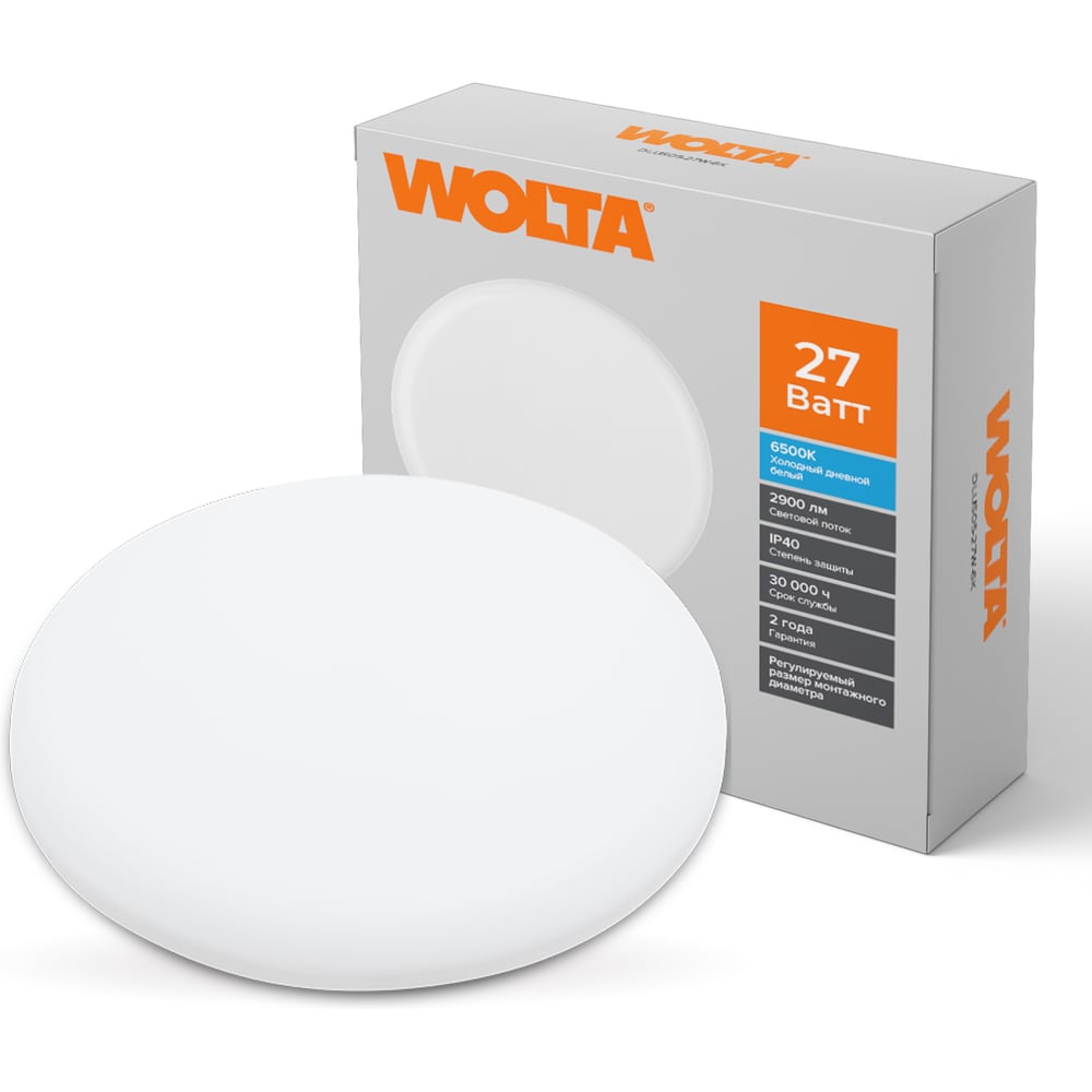 Изображение товара Встраиваемая светодиодная панель Wolta 27Вт холодный белый свет IP40