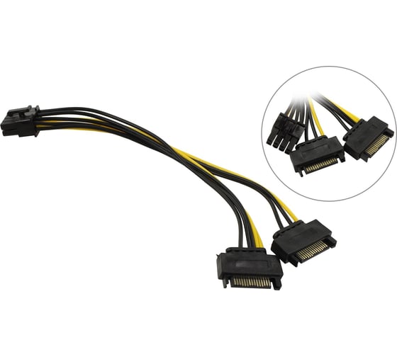 Изображение товара Переходник питания Pro Legend 2xSATA (M) - 8pin, 20 см PL1455