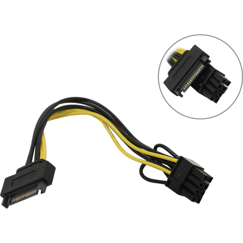 Изображение товара Переходник питания для видеокарт Pro Legend 1SATA M- 6 / 8pin, 15 см PL1479