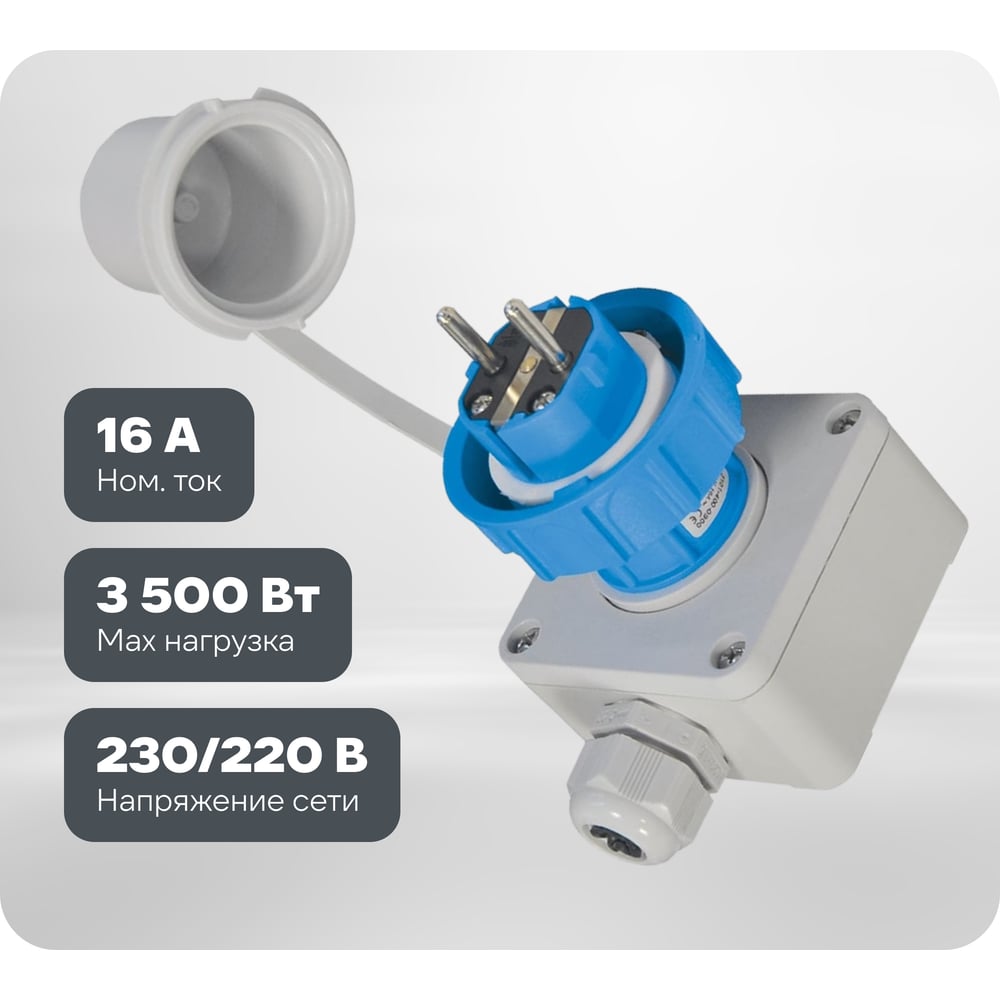 Изображение товара Кабельная настенная вилка TP Electric синий 16a/240в/2p+e/ip68 3101-403-0900 Изображение товара Кабельная настенная вилка TP Electric синий 16a/240в/2p+e/ip68 3101-403-0900