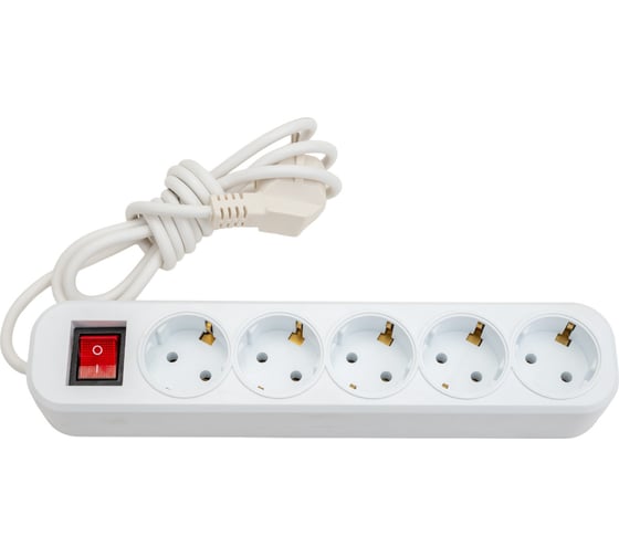 Изображение товара Сетевой удлинитель ПЕРЕСВЕТ+ с заземлением на 5 гнезда с переключателем шнур ПВС 3*0,75 2м 4620003922336