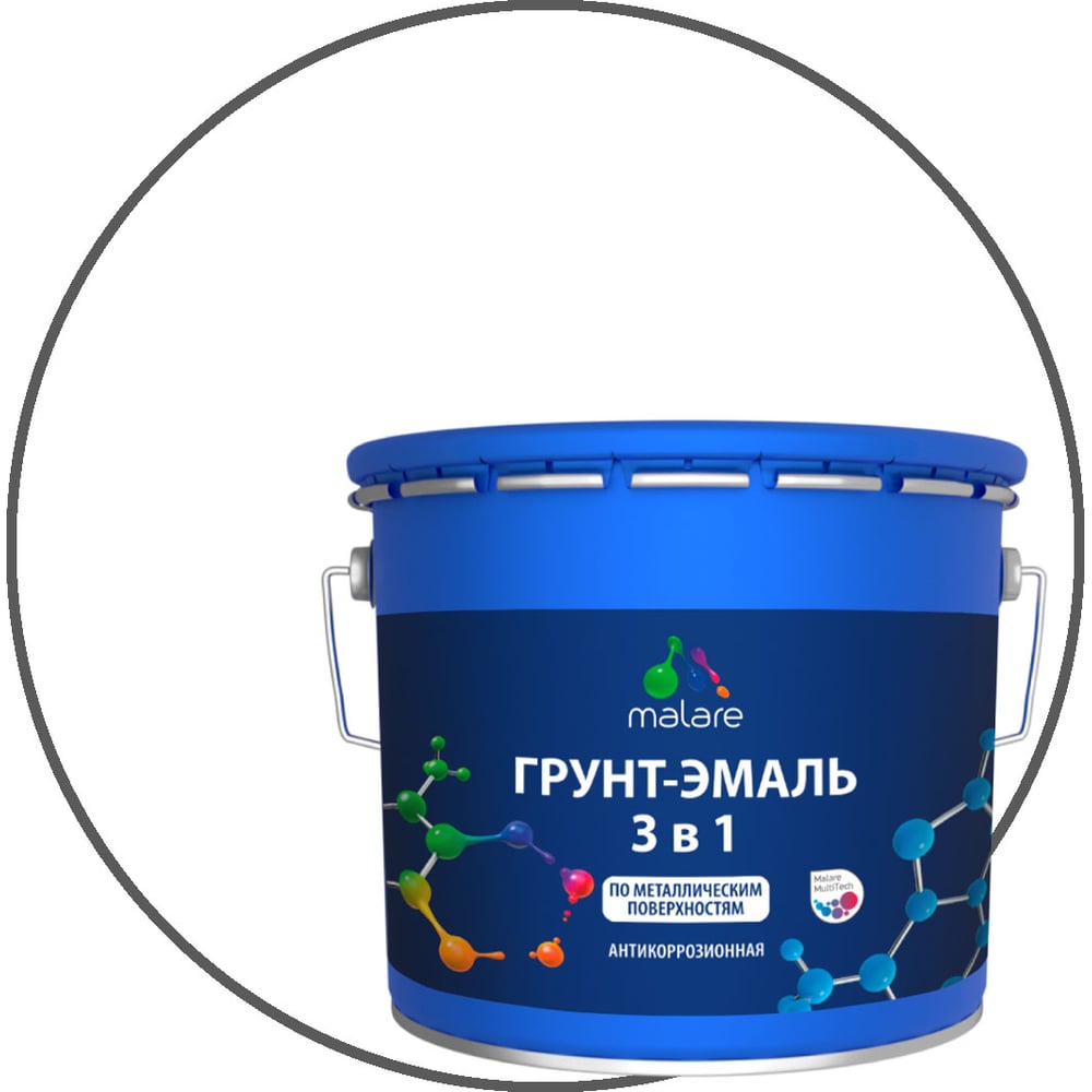 Изображение товара Грунт-эмаль MALARE 3 в 1 по ржавчине белая глянцевая 10 кг