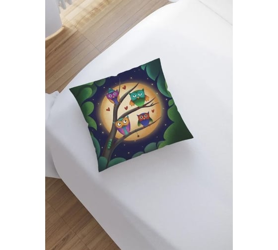 Изображение товара Декоративная наволочка JoyArty Совы ночью на молнии, 45x45 см sl_378656