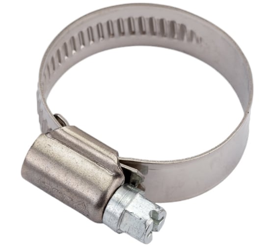 Изображение товара Хомуты Зубр ЭКСПЕРТ из нержавеющей стали с накатной лентой НЛ-12, 20-32мм, 100шт 37822-20-32-100