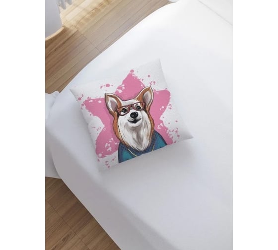 Изображение товара Декоративная наволочка JoyArty Стильный корги на молнии, 45x45 см sl_385294
