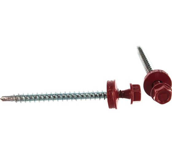 Изображение товара Саморезы для крепления кровельных материалов к деревянной обрешетке Зубр цвет RAL 3003 рубиново-красный, оцинкованный, 4,8x60мм, 1000шт 4-300310-48-060-3003