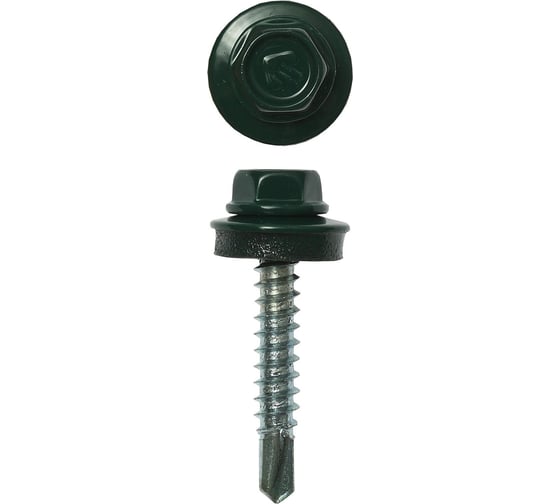 Изображение товара Саморезы для крепления кровельных материалов к деревянной обрешетке Зубр цвет RAL 6005 зеленый насыщенный, оцинкованный, 4,8x35мм, 380шт 4-300315-48-035-6005