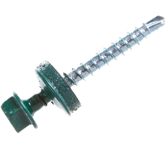 Изображение товара Саморезы для крепления кровельных материалов к деревянной обрешетке Зубр цвет RAL 6005 зеленый насыщенный, оцинкованные, 4,8x38мм, 600шт 4-300310-48-038-6005