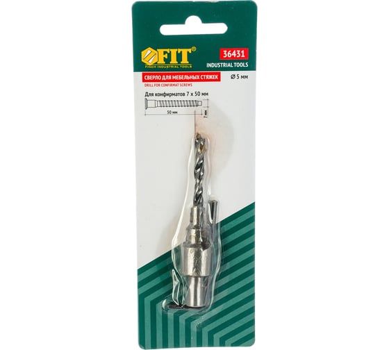 Изображение товара Сверло с зенкером для мебельных стяжек FIT 36431