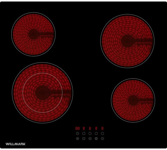 Изображение товара Стеклокерамическая варочная поверхность Willmark WCH-4602R 60 см, таймер, блокировка поверхности, автоотключение, 9 уровней мощности, dual zone 1002274