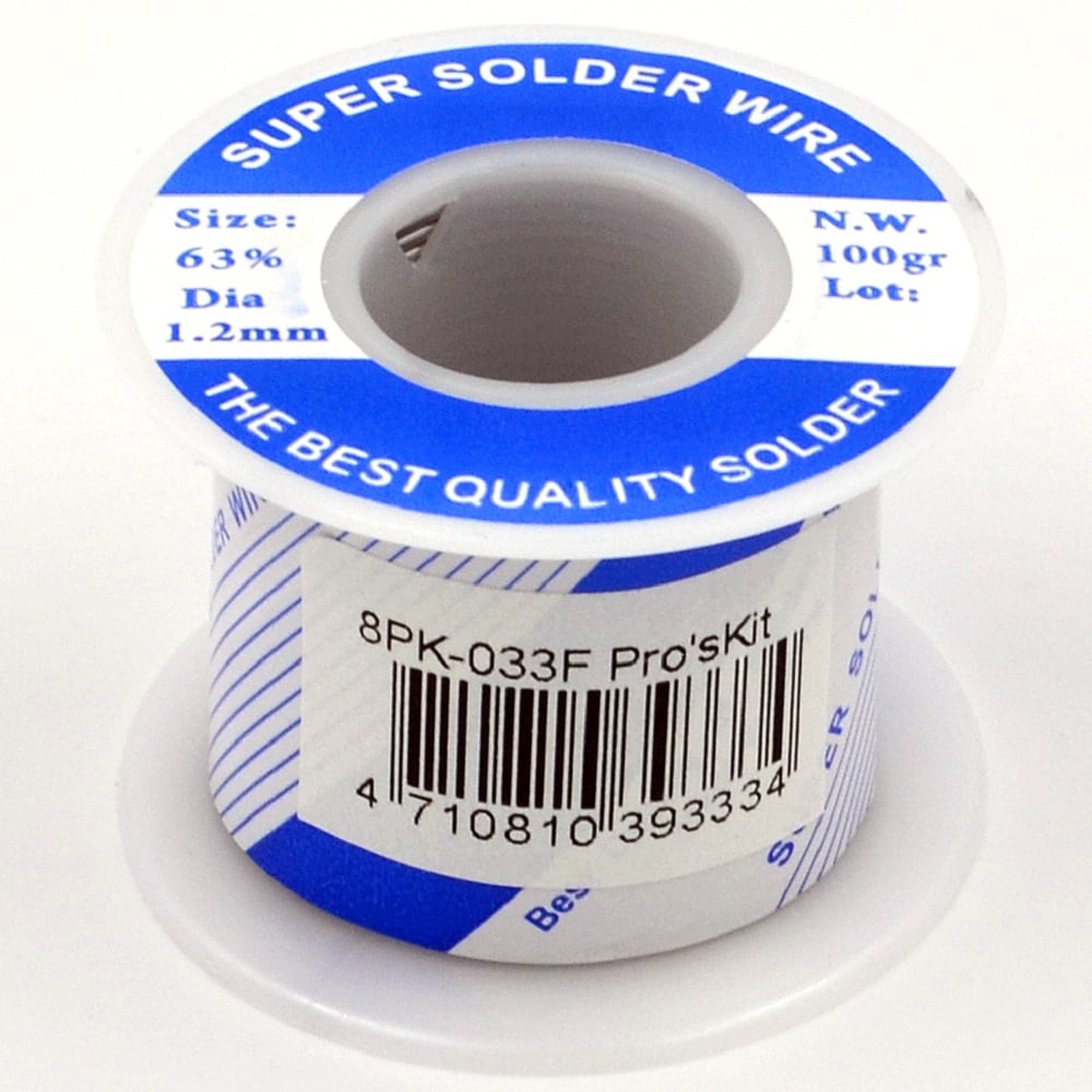 Изображение товара Припой SN63 1.2мм 100гр ProsKit для пайки электронных компонентов