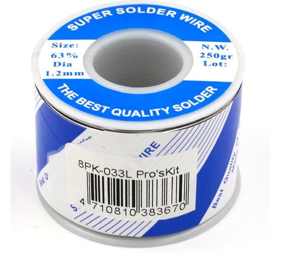 Изображение товара Припой Pro'sKit 1,2мм 0,25кг Sn63/Pb37 (флюс RA) 8PK-033L С00040369