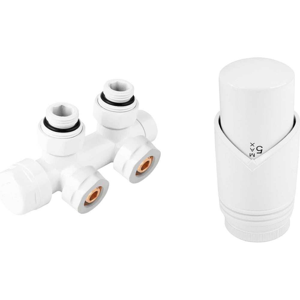 Изображение товара Термостатический угловой комплект VIVALDO 1/2 белый ITRV-WH для системы отопления