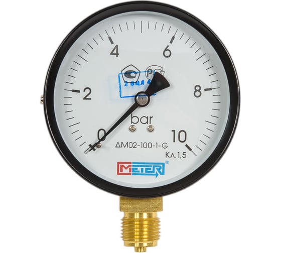 Изображение товара Манометр МЕТЕР ДМ 02-100-1-G Р=0..10 бар, G1/2 кл.1,5 691