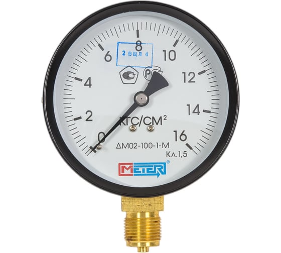 Изображение товара Манометр МЕТЕР ДМ 02-100-1-М Р=0..16 кгс/см2 М20x1,5 кл.1,5 726