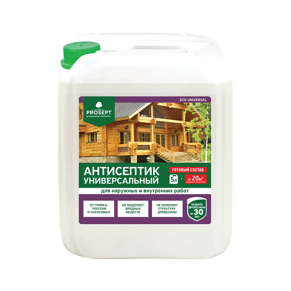 Пропитка для древесины PROSEPT антисептик для наружных работ prosept exterior концентрат 1 19 5л