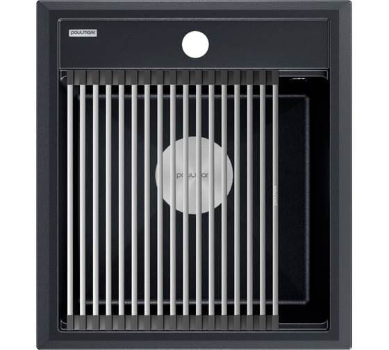 Изображение товара Гранитная мойка Paulmark STEPIA 45 черный металлик, 460x510 PM114651-BLM