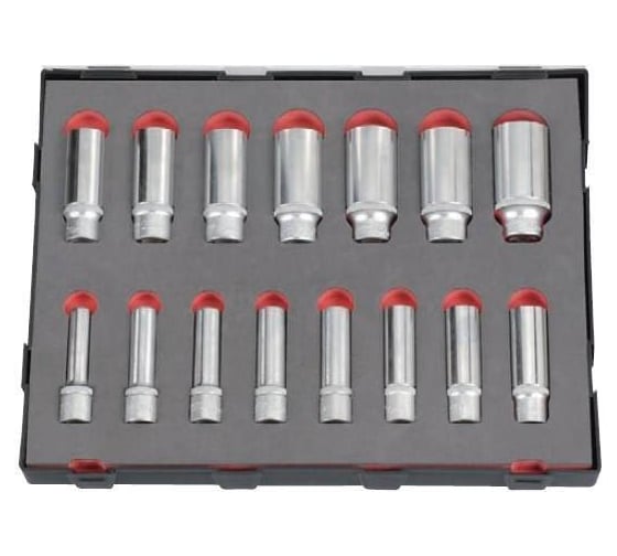 Изображение товара Набор 6-гранных головок 1/2", L=77 мм, 10-30 мм, 15 шт. FORCE K41513