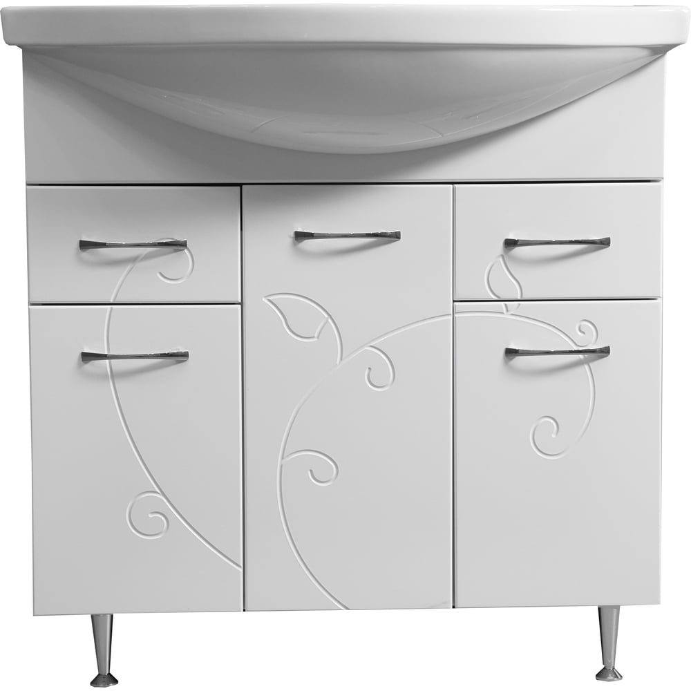 Изображение товара Тумба Stella Polar Фантазия 80 с 2 ящиками и 3 дверцами, белая, классическая