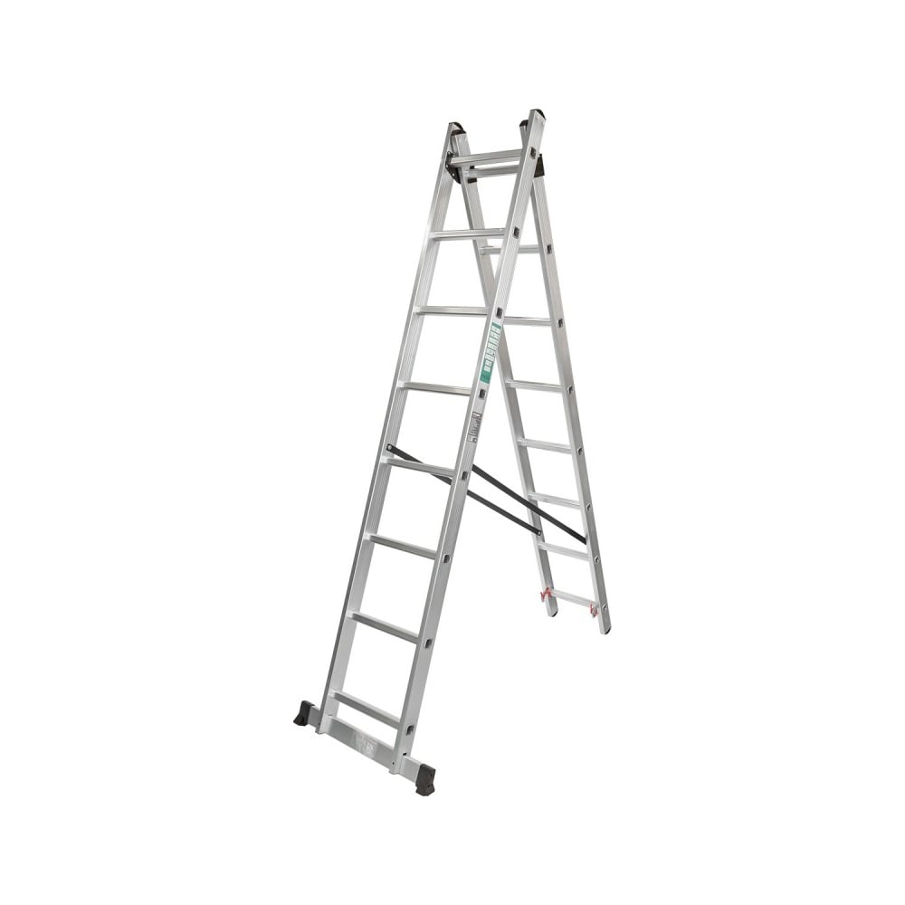 Изображение товара Комбинированная двухсекционная лестница Forcekraft fk-bl-e208 2x8 ступенек профессиональная алюмини