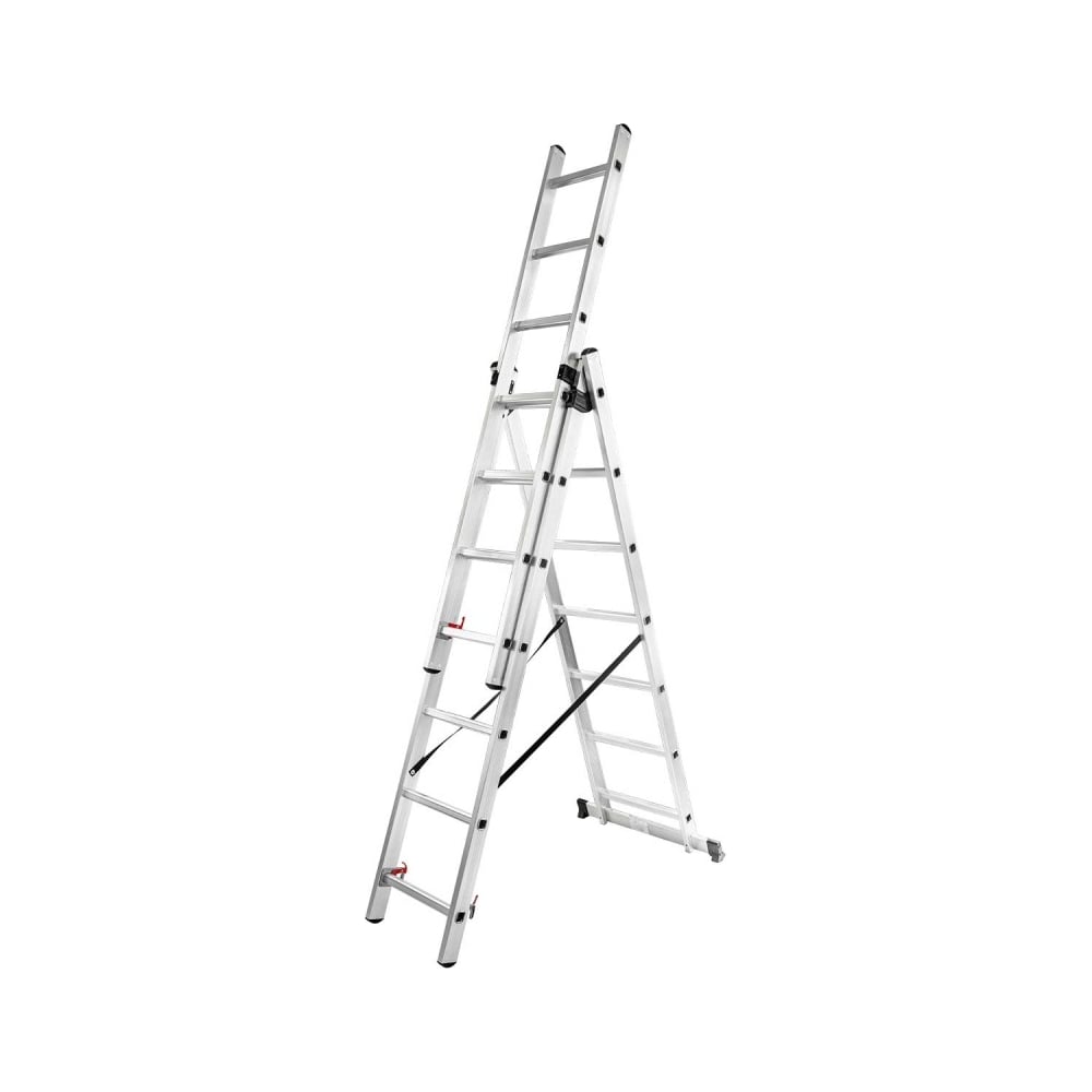Изображение товара Комбинированная трехсекционная лестница Forcekraft 3x7 ступенек профиль алюминий