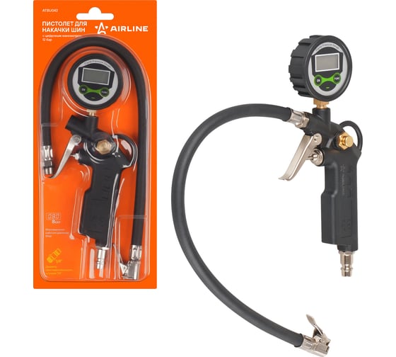 Изображение товара Пистолет для накачки шин с цифровым манометром Airline12 АТМ ATBU042