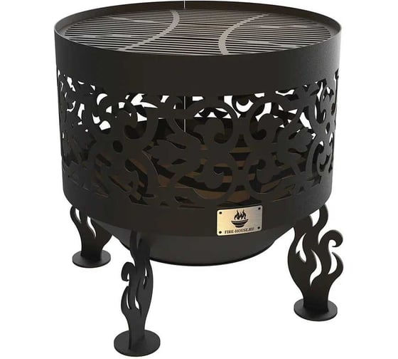 Изображение товара Комплект: костровая чаша ажурная диаметр 50 см конусное дно с решеткой гриль FIRE-HOUSE Ch8-500ажурная