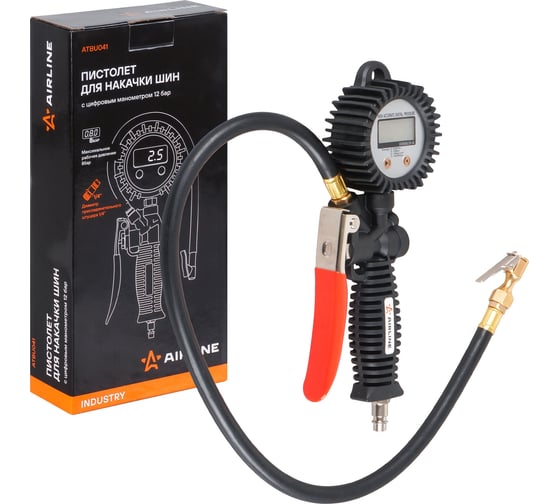 Изображение товара Пистолет для накачки шин с цифровым манометром Airline 12 АТМ INDUSTRY ATBU041