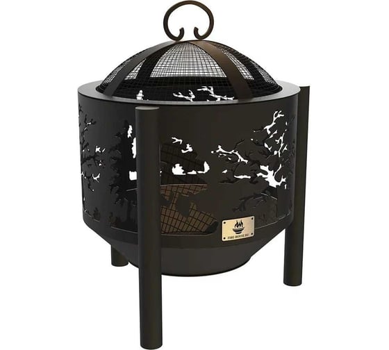 Изображение товара Комплект: костровая чаша деревья диаметр 50 см на трубчатых ножках с крышкой искрогасителем FIRE-HOUSE Ch15-500деревья