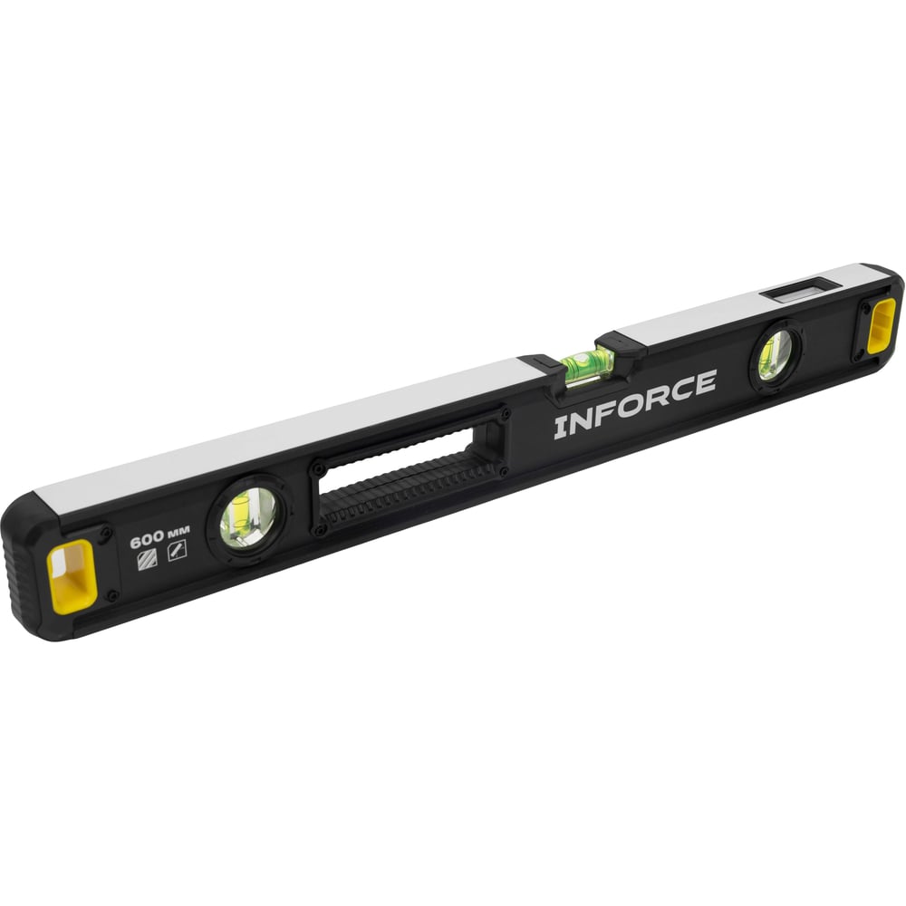 Изображение товара Профессиональный строительный уровень Inforce 600 мм брусковый с зеркальными глазками