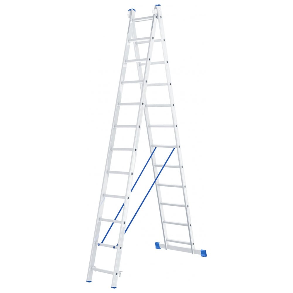 Двухсекционная алюминиевая лестница СИБРТЕХ, размер 333х39.5х12.5