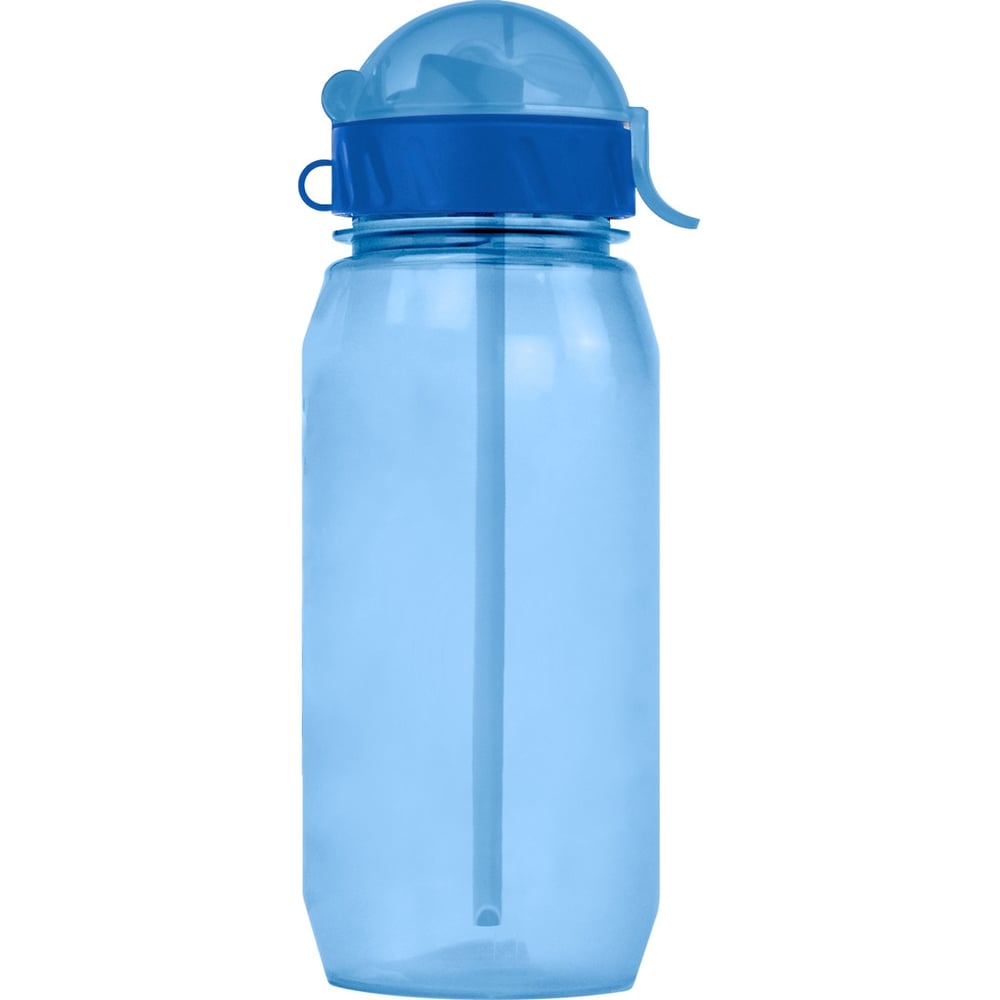 Изображение товара Бутылочка для воды с трубочкой WOWBOTTLES 400 мл прозрачная синяя КК0359