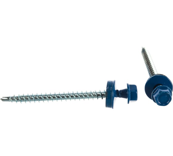 Изображение товара Саморезы Зубр для крепления кровельных материалов к деревянной обрешетки, цвет RAL 5005 синий насыщенный, оцинкованный, 4,8x60мм, 1000шт 4-300310-48-060-5005