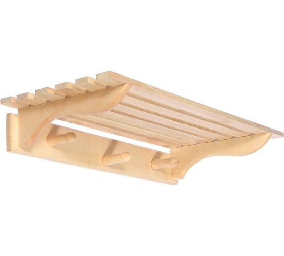 Изображение товара Полка с вешалкой Банные штучки, 3 рожка, 60х28х10 см, липа 32008