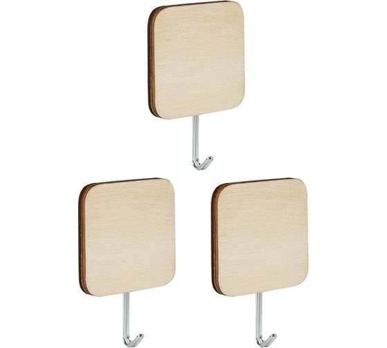 Изображение товара Набор крючков на самоклеящейся основе Рыжий кот древесные, 3 шт. (дерево) 105881