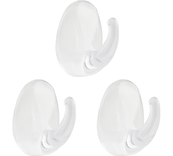 Изображение товара Набор крючков на самоклеящейся основе Рыжий кот прозрачные, 3 шт. (пластмасса) 105895