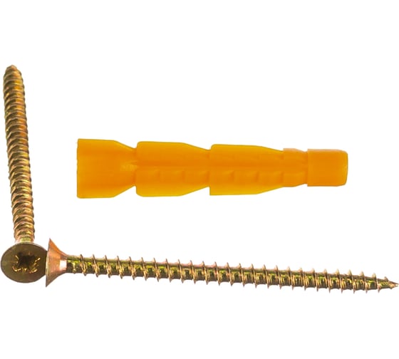 Изображение товара Универсальный дюбель Зубр полипропиленовый, без бортика с оцинкованным шурупом, в п/э пакете тип 6, 5x32мм, 12шт 4-301196-05-032