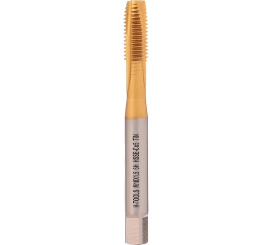 Изображение товара Метчик H-Tools машинный М10 шаг 1.5 DIN371 HSSE-TiN 113X01-C2-0100
