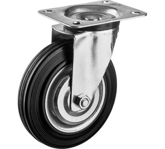 Изображение товара Колесо поворотное (160 мм; г/п 145 кг; резина/металл; игольчатый подшипник) ЗУБР 30936-160-S