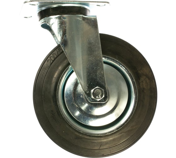 Изображение товара Колесо поворотное (200 мм; г/п 185 кг; резина/металл; игольчатый подшипник) ЗУБР 30936-200-S