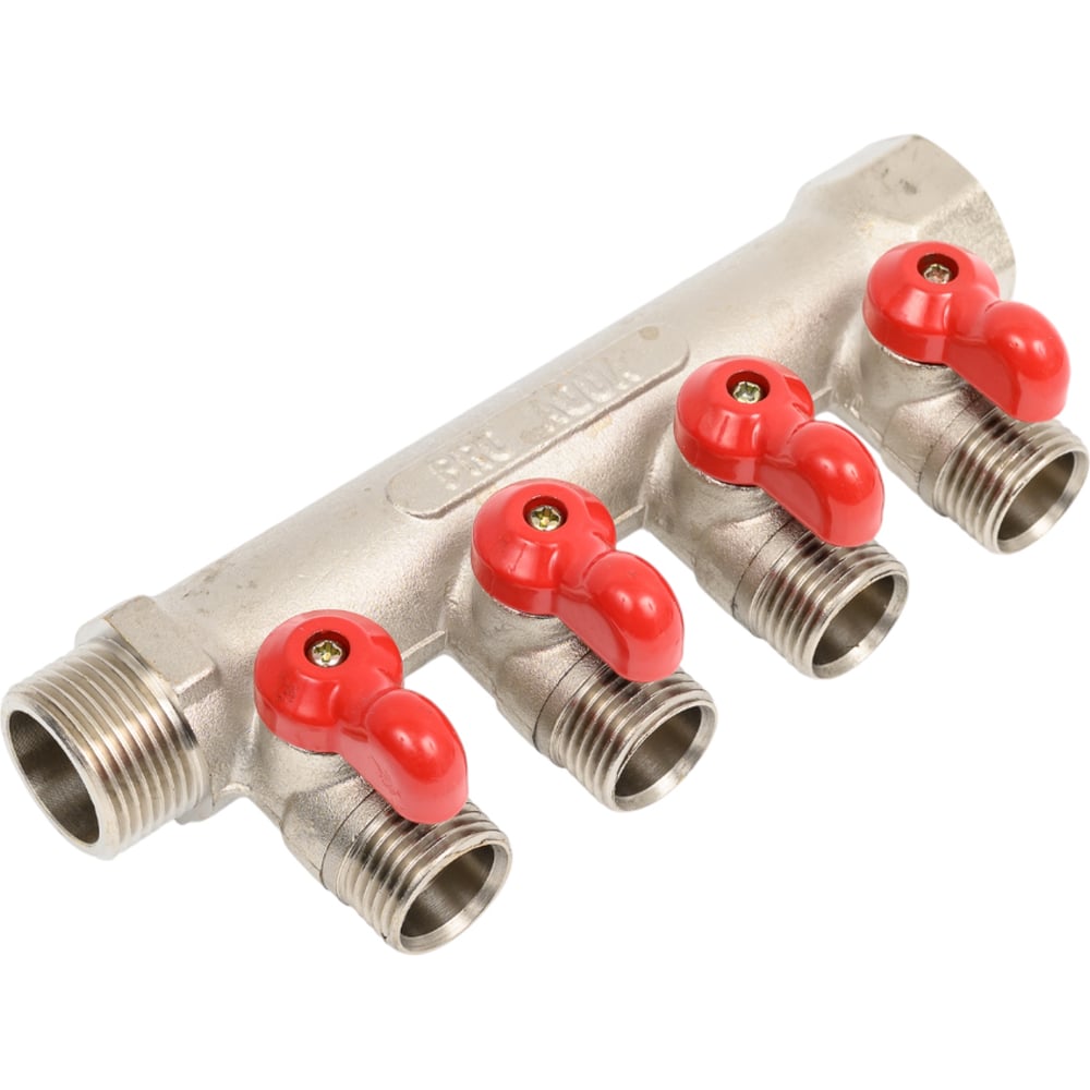 Изображение товара Коллектор с отсекающими кранами PRO AQUA 3/4 4 х 1/2 латунь запорный