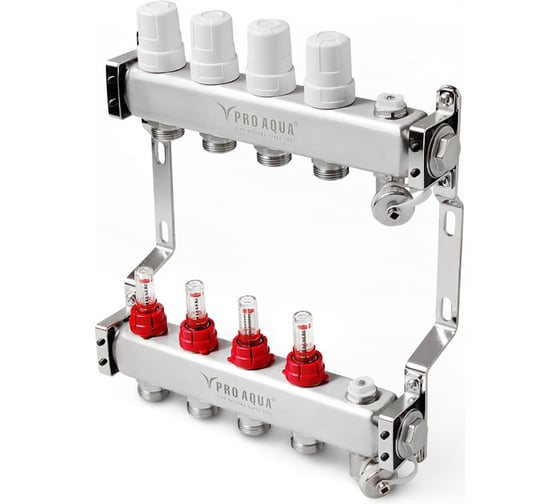 Изображение товара Коллекторный блок с расходомерами PRO AQUA 5 выходов, 330 мм, 1 x 3/4 V500MB.05b