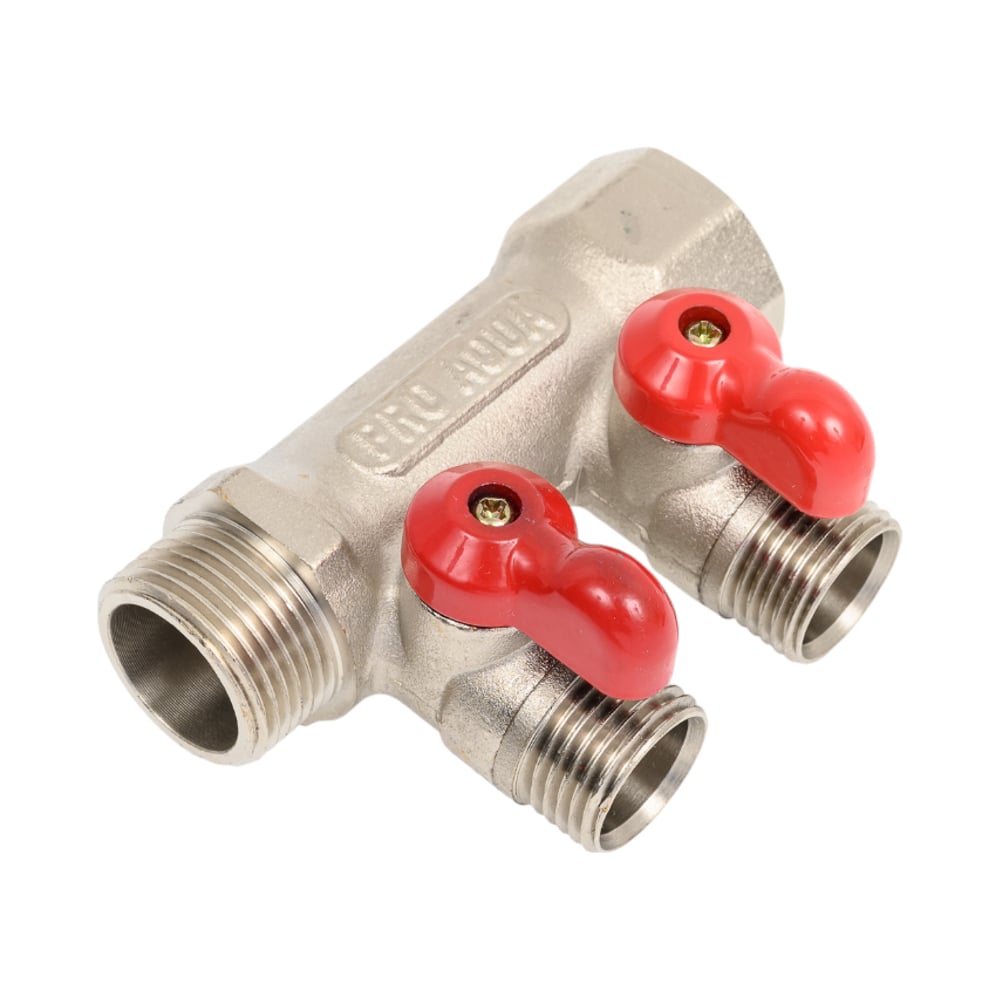 Изображение товара Коллектор с отсекающими кранами (плоскость) PRO AQUA 3/4, 2 х 1/2 V100.02-m20-f20