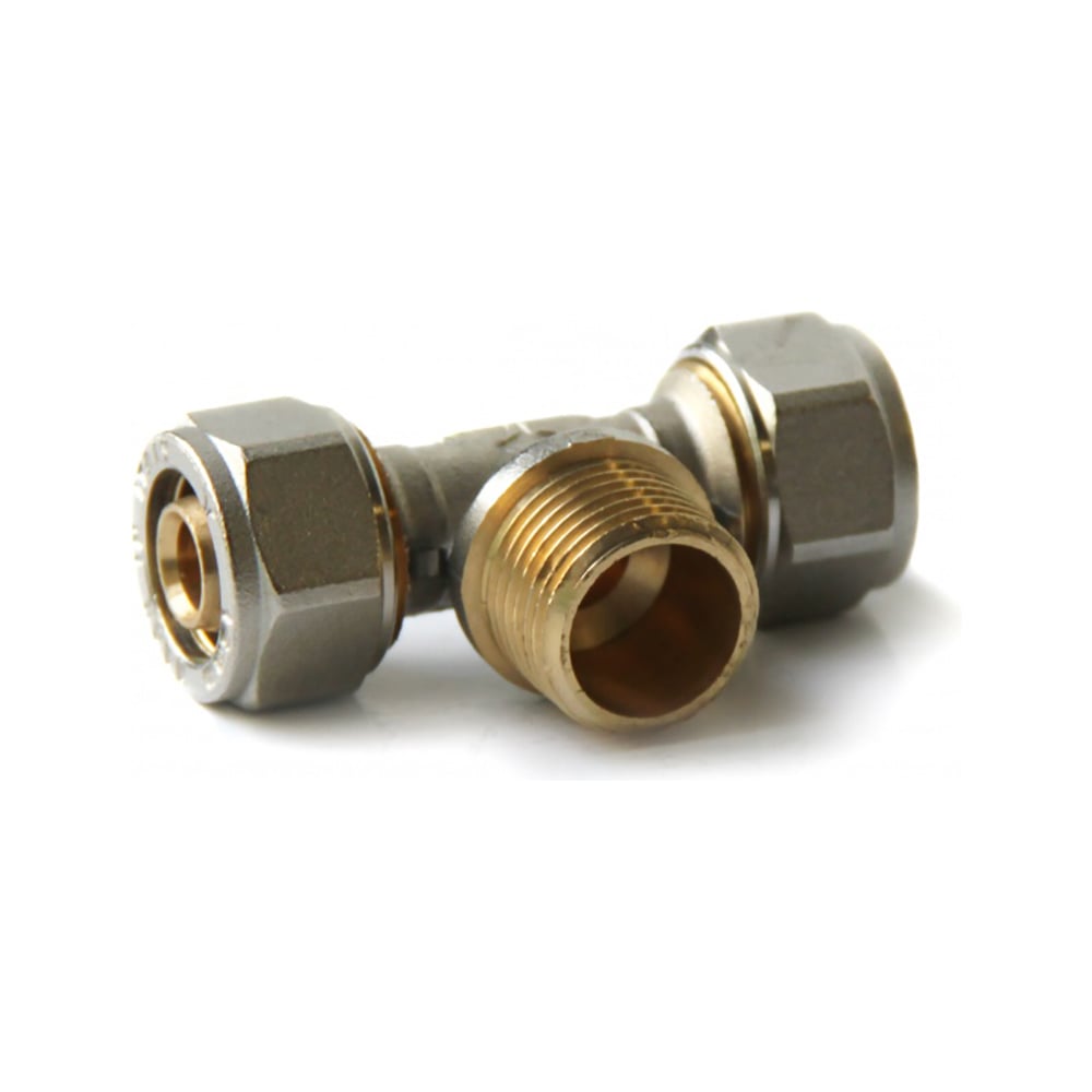 Изображение товара Тройник с НР PRO AQUA компрессорный 16x1/2x16 никелированная латунь