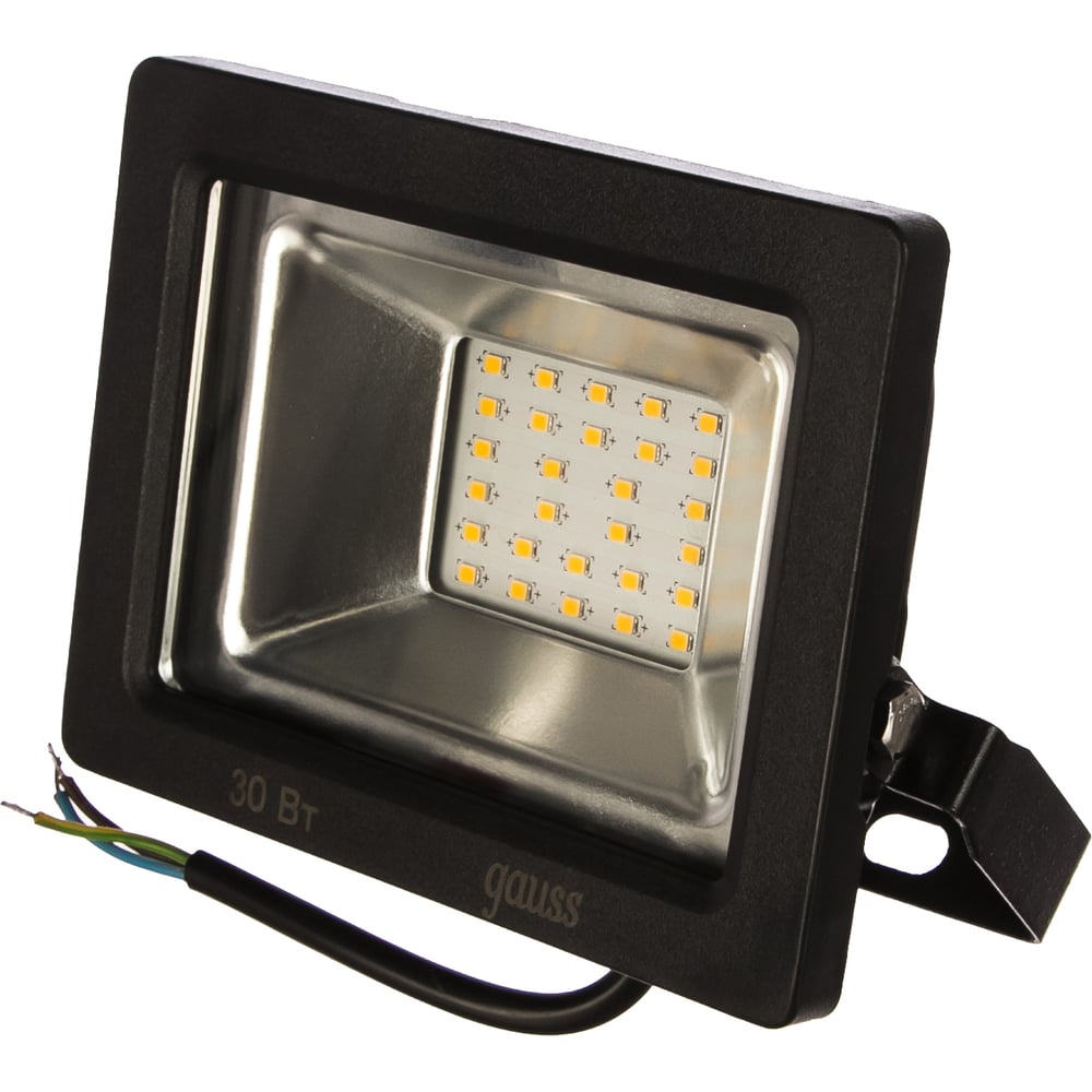 фото Светодиодный прожектор gauss led 30w 2000lm ip65 3000к черный 1/60 sq613527130