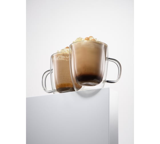 Изображение товара Набор стеклянных кружек с двойными стенками, прозрачная чашка с двойным стеклом и двойным дном Limpid Side 2 шт., 350 мл Z0051