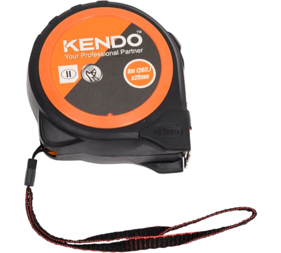 Изображение товара Ударостойкая рулетка в обрезиненном корпусе KENDO 8м х 25мм 35013