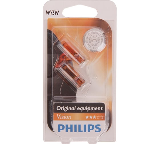 Изображение товара Автолампа PHILIPS WY5W W2.1 9.5d YELLOW, 2шт 12V ,1,10 12396NAB2